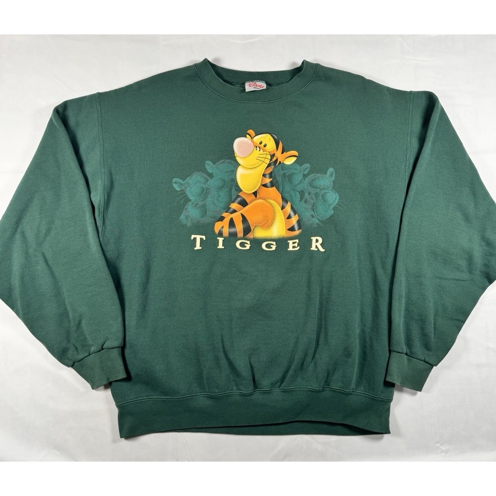 Vintage 90s Disney Store Tigger Sweatshirt Mens L Green Winnie The Pooh USA Made